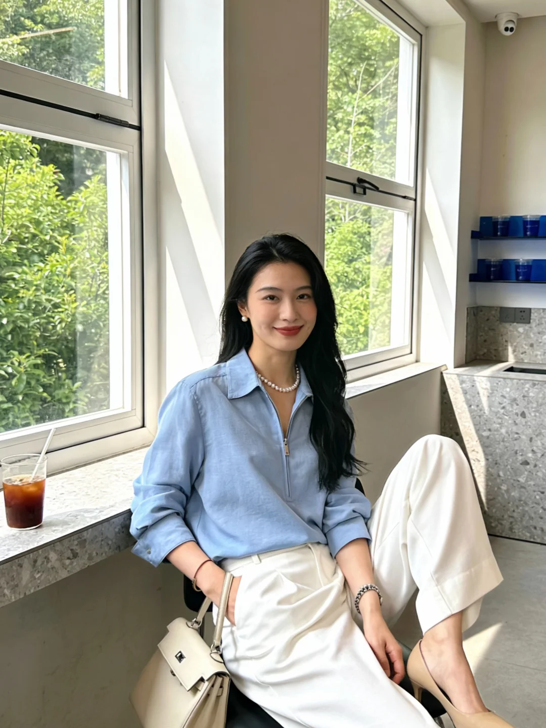 蓝色短外套 ｜白配蓝yyds