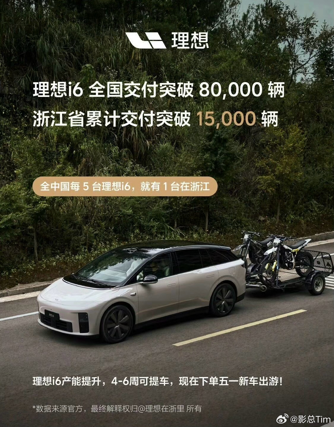 全国每五台理想i6，就有一台在我们浙江😊
