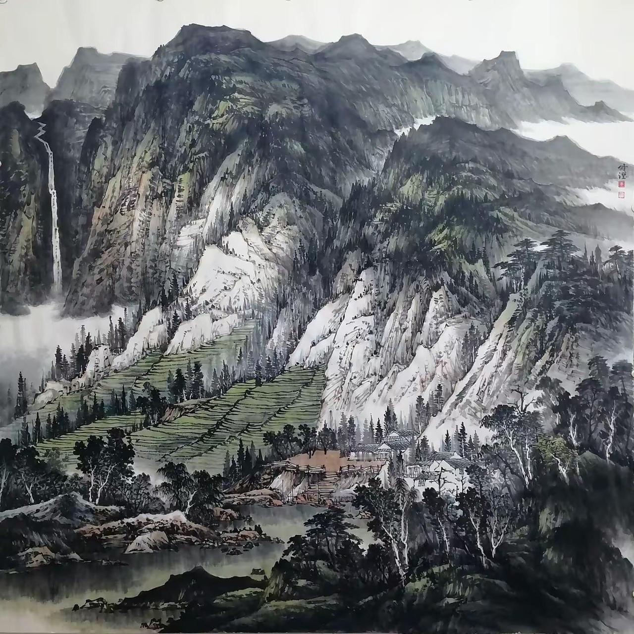 青山幽居图。客户订制山水纯手绘 国画山水 水墨画 手绘国画