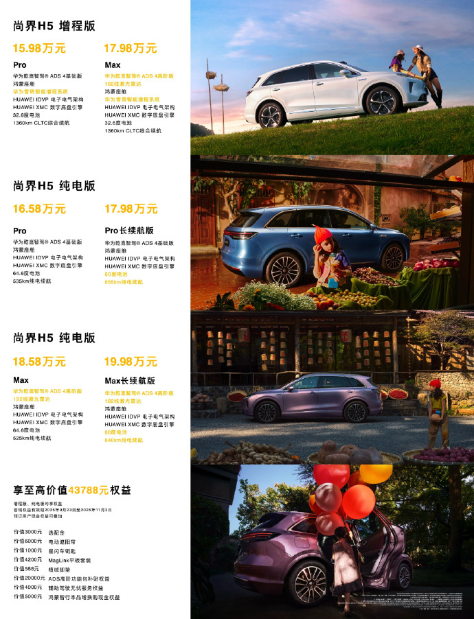 15万级SUV杀疯了！鸿蒙智行尚界H5，把配置直接打下来15.98万起，就能拿下