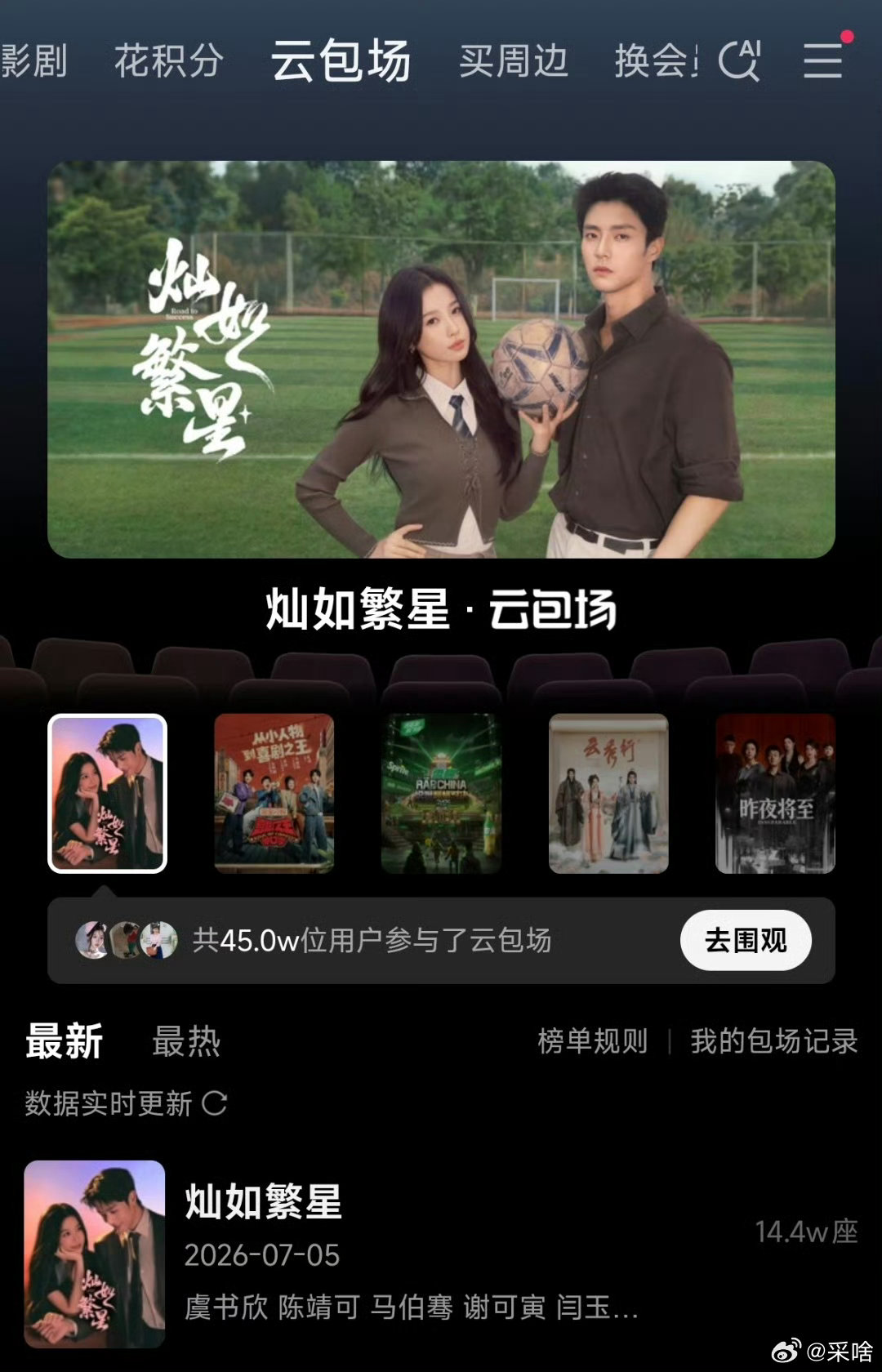 灿如繁星第一灿如繁星9.5%灿如繁星次日第四酷云榜单登顶的好成绩离不开全体主创用