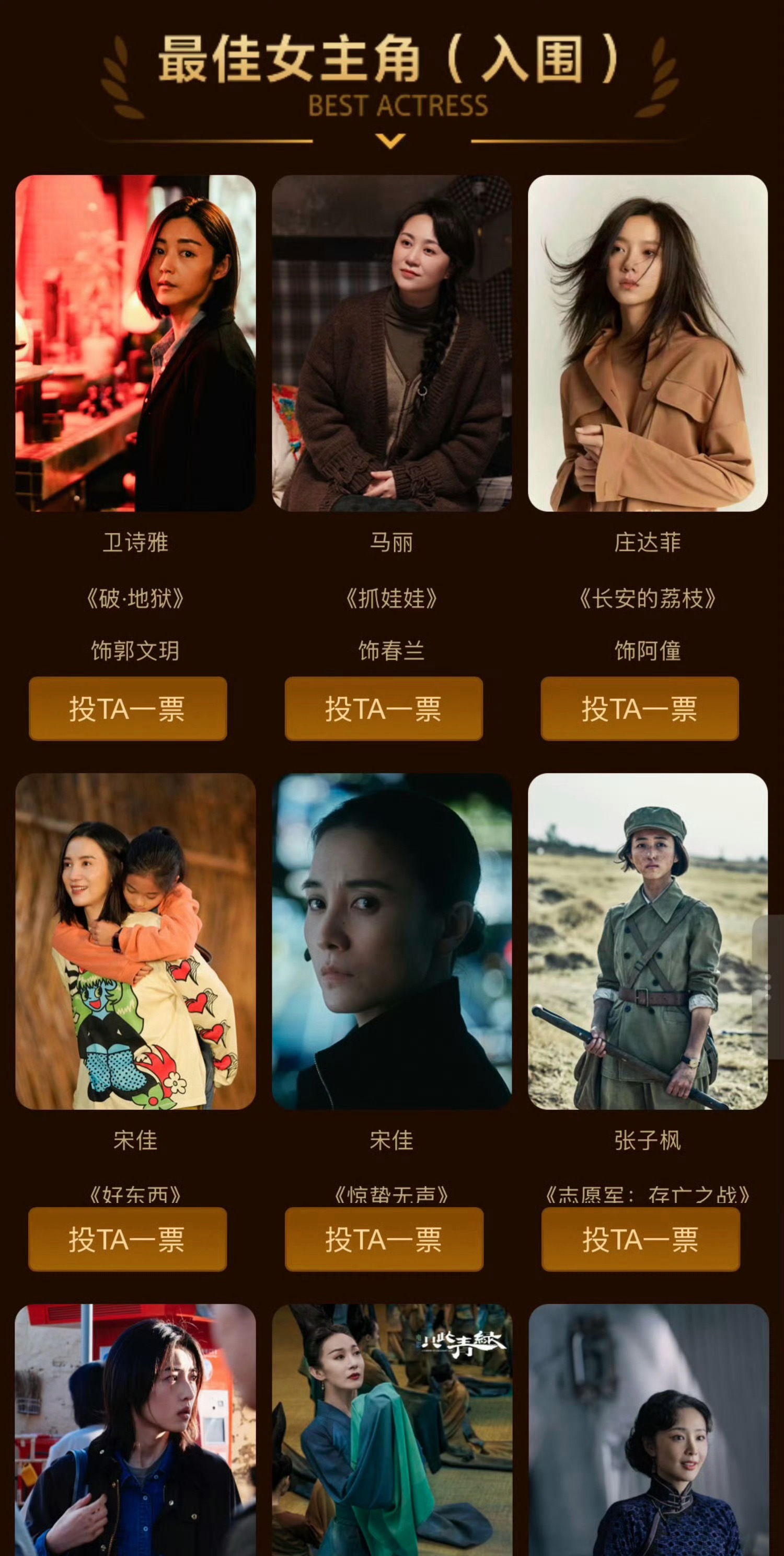宋佳在百花奖入围名单里，看来这次的评选不水 