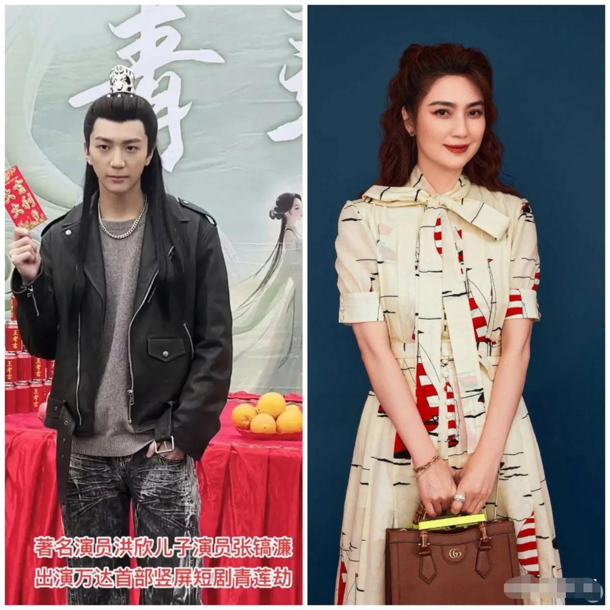 香港港姐洪欣的儿子张镐濂短剧《青莲劫》开机路透图。他成功遗传了洪欣的高颜值，演技