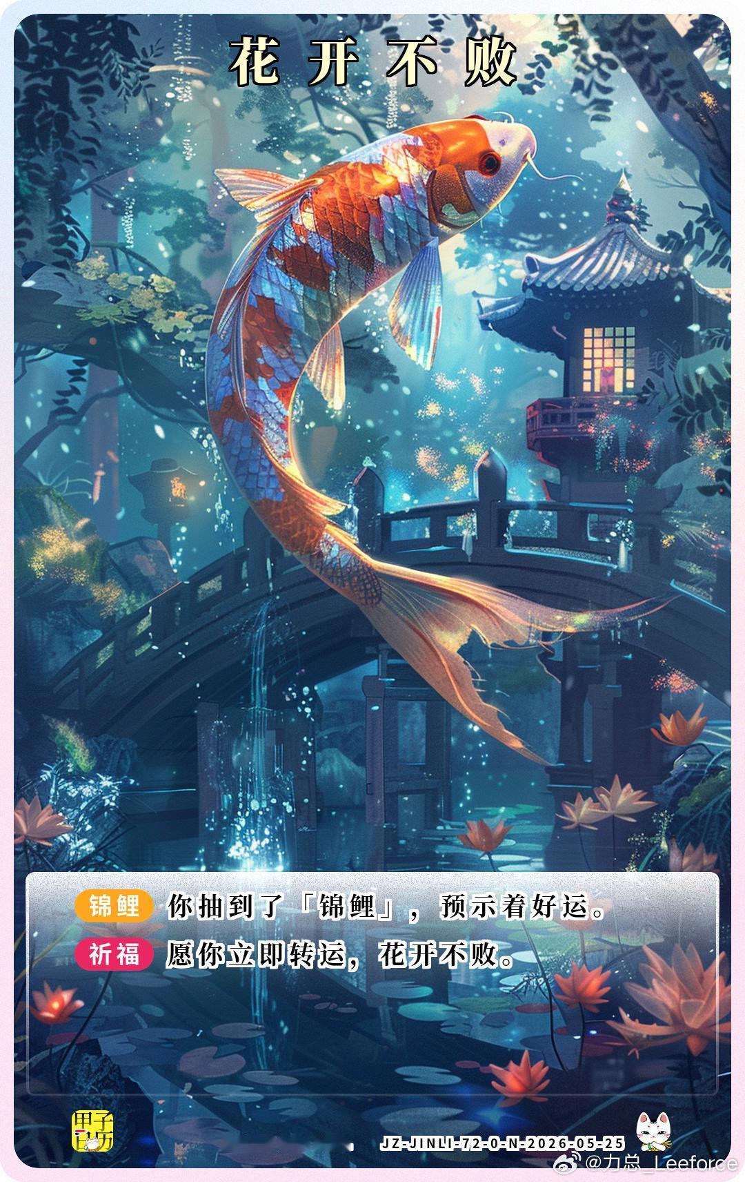 锦鲤 愿你立即转运，花开不败。 