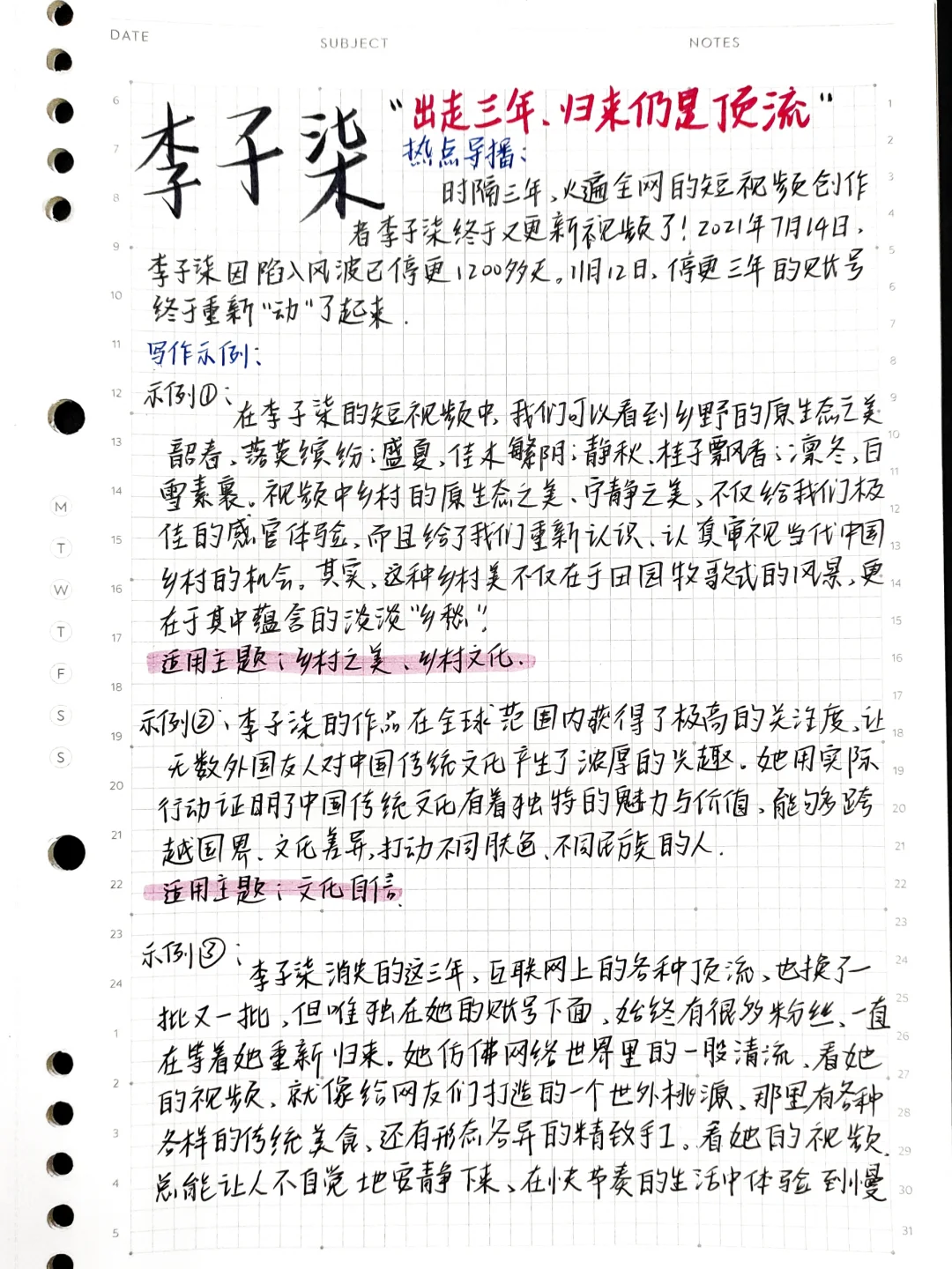 🌷作文万能人物素材‖李子柒