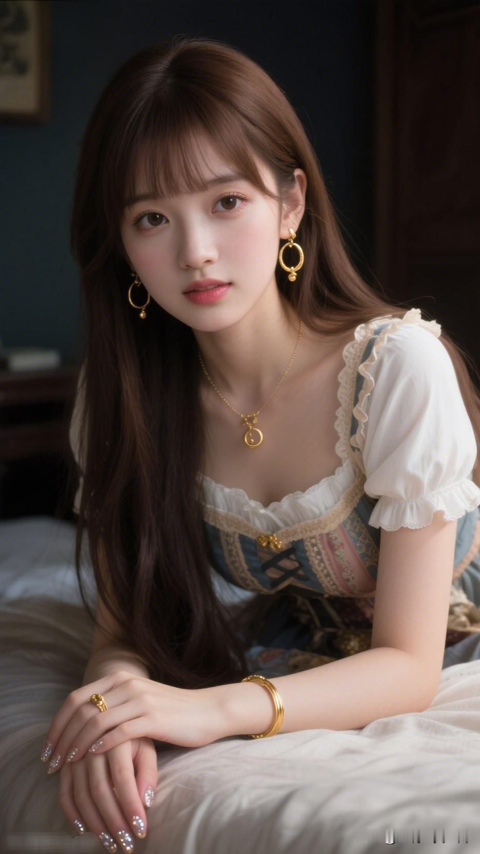 优雅少女风，复古连衣裙搭配金色饰品，尽显甜美与精致。如何穿搭才能展现气质和高贵?