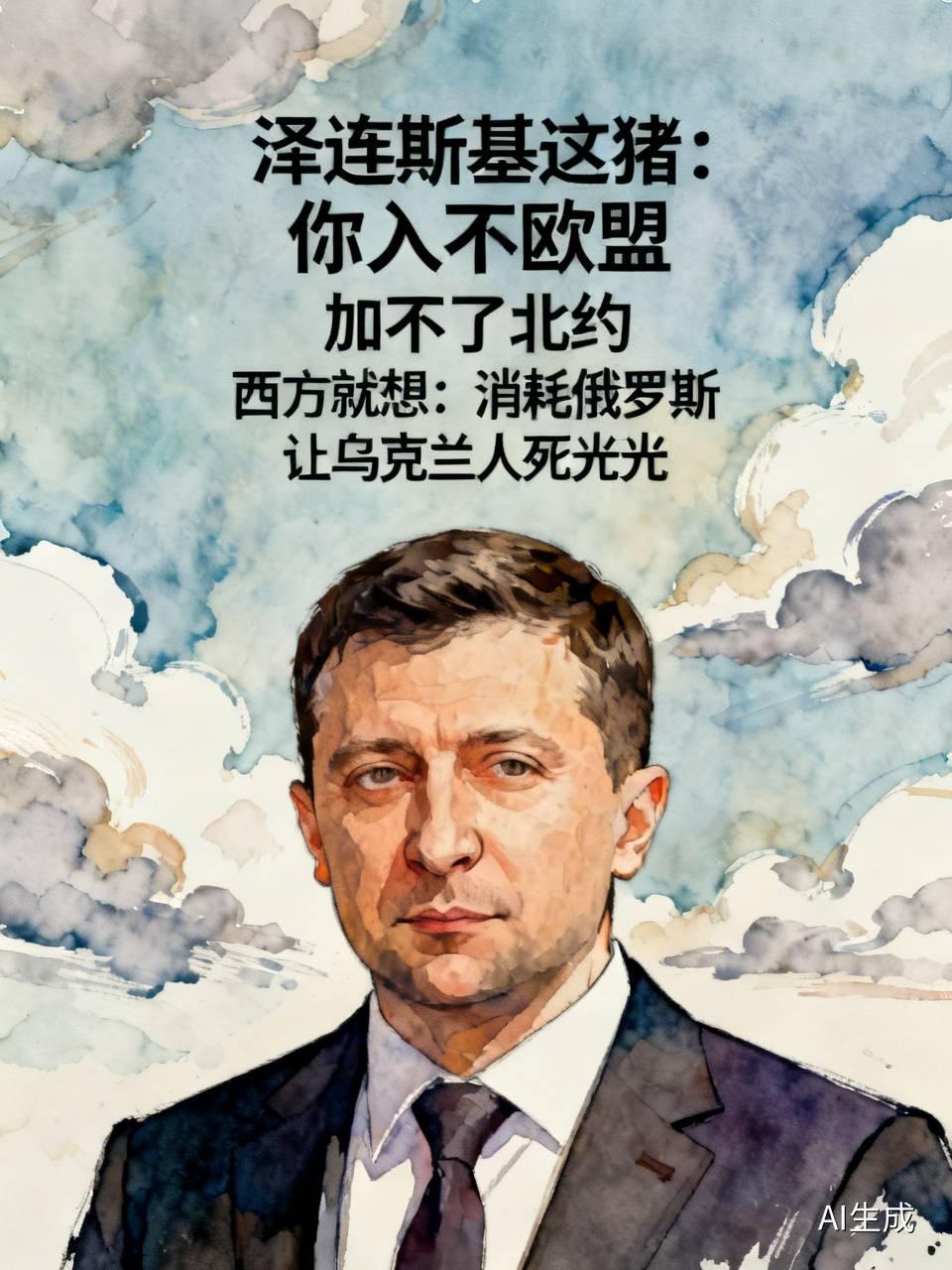 泽连斯基这猪：
你入不欧盟
加不了北约
西方就想：
消耗俄罗斯
让乌克兰人死光光