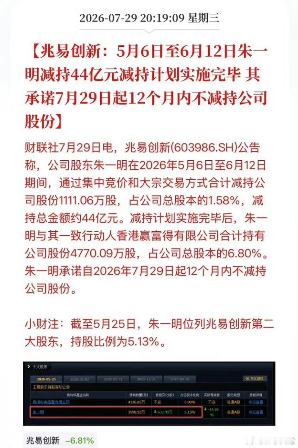 个人高位减持44亿，公司低位回购10亿，而且时间拉长到2026年12月31日至2