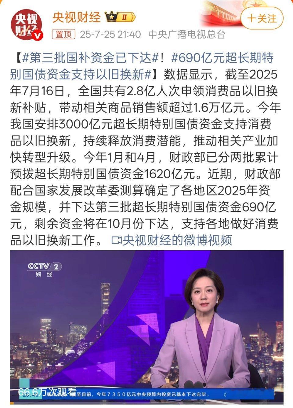 第三批国补资金已下达今年国补政策太好了，无论是买家电还是手机都有补贴，能省好多钱