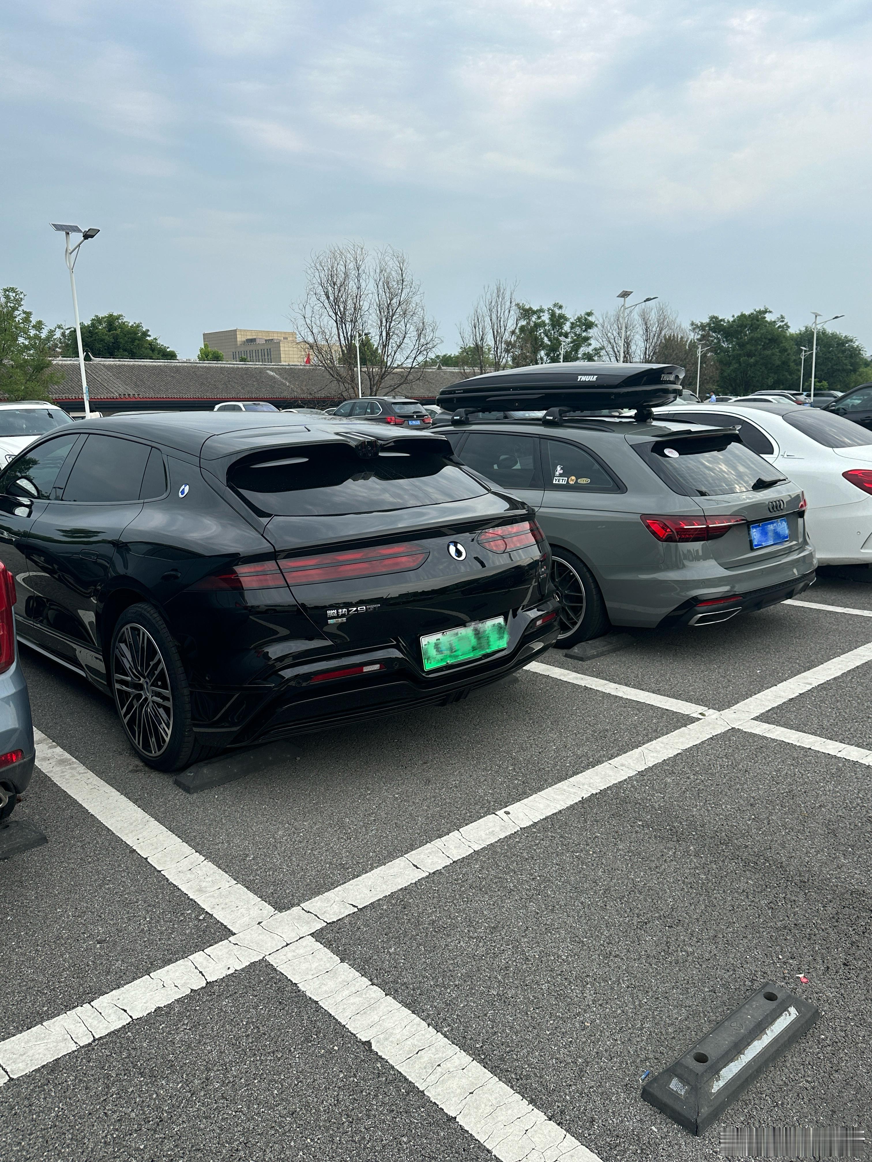 这俩旅行车 放现在咋选？一个蓝牌 一个绿牌一个奥迪一个腾势 北京·北京首都国际机