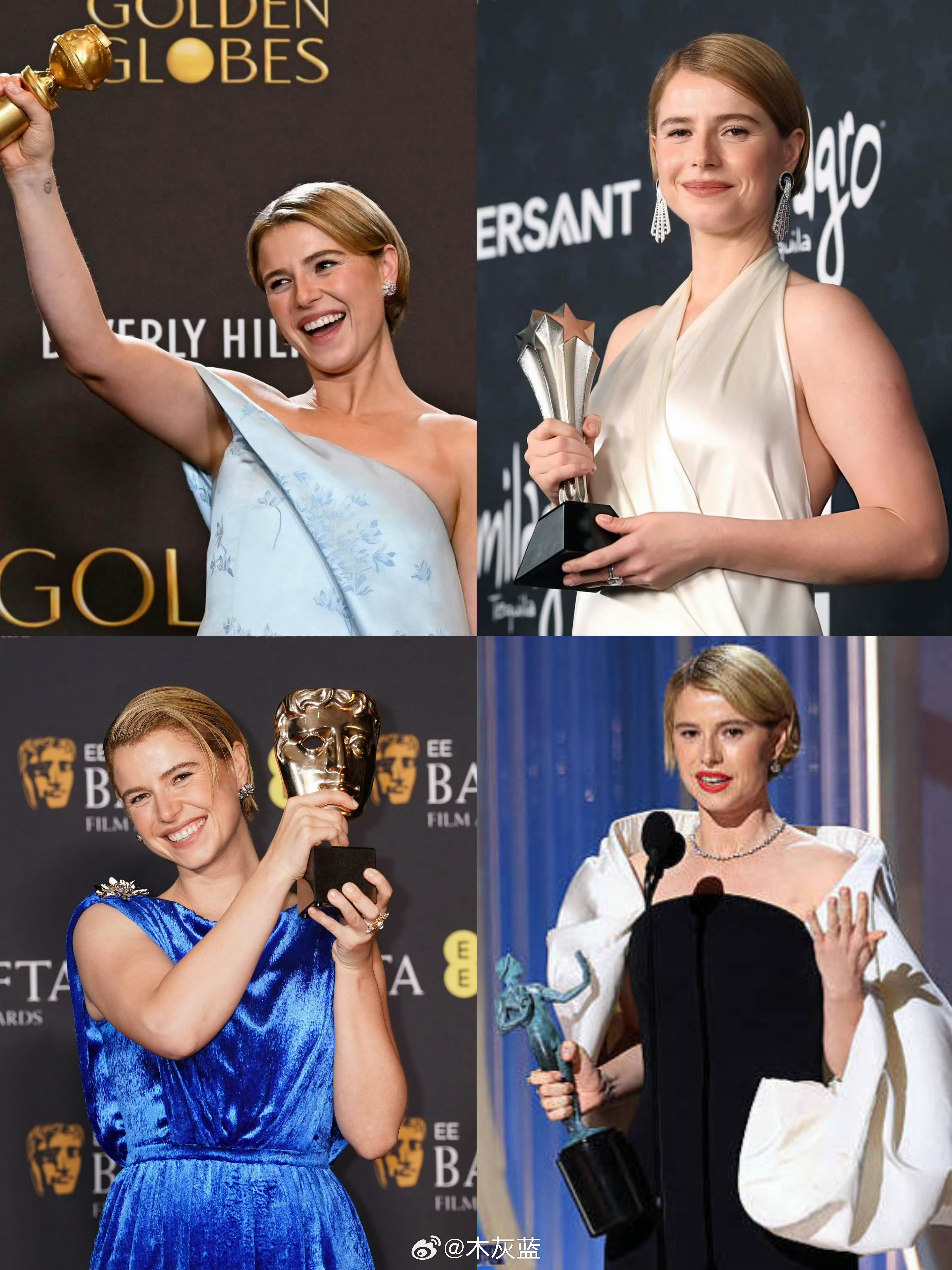 恭喜杰西·巴克利成为第10位奥斯卡四大风向标影后大满贯的女演员（2000年开始）