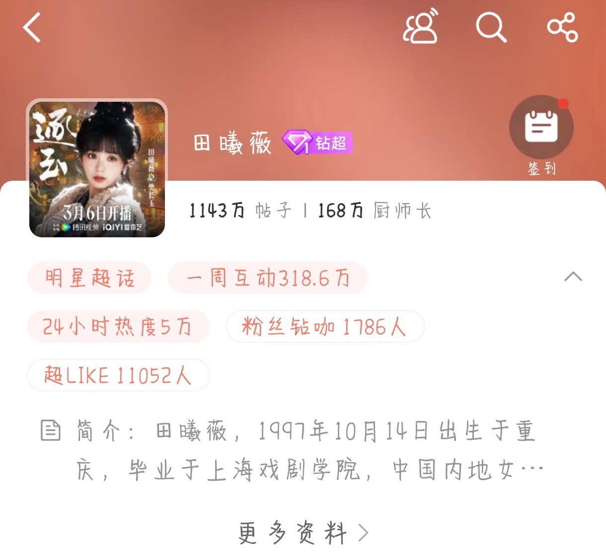 田曦薇超like破1.1万了诶，厨师长都支棱起来了 