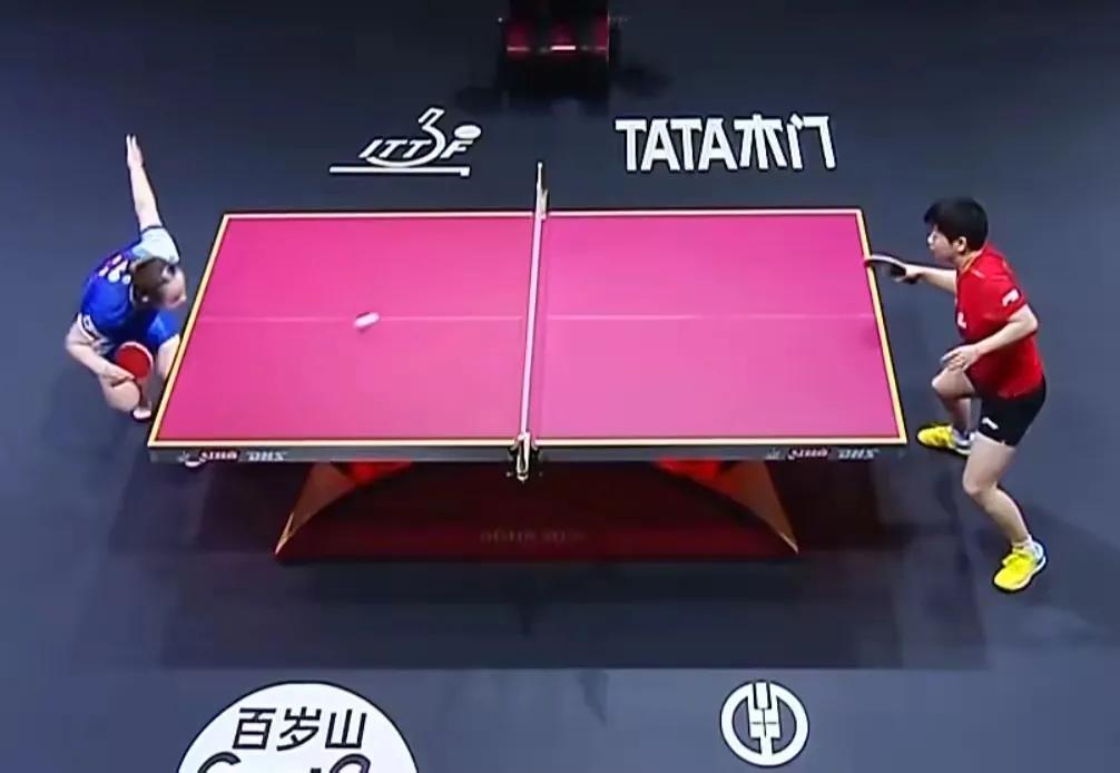 多哈世乒赛女单半决赛，莎莎4一0伊藤美诚，11一7，11一5，11一9，11一4