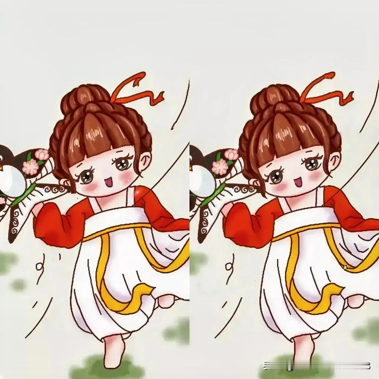 小娃娃考眼力
找找有6处不同[玫瑰]