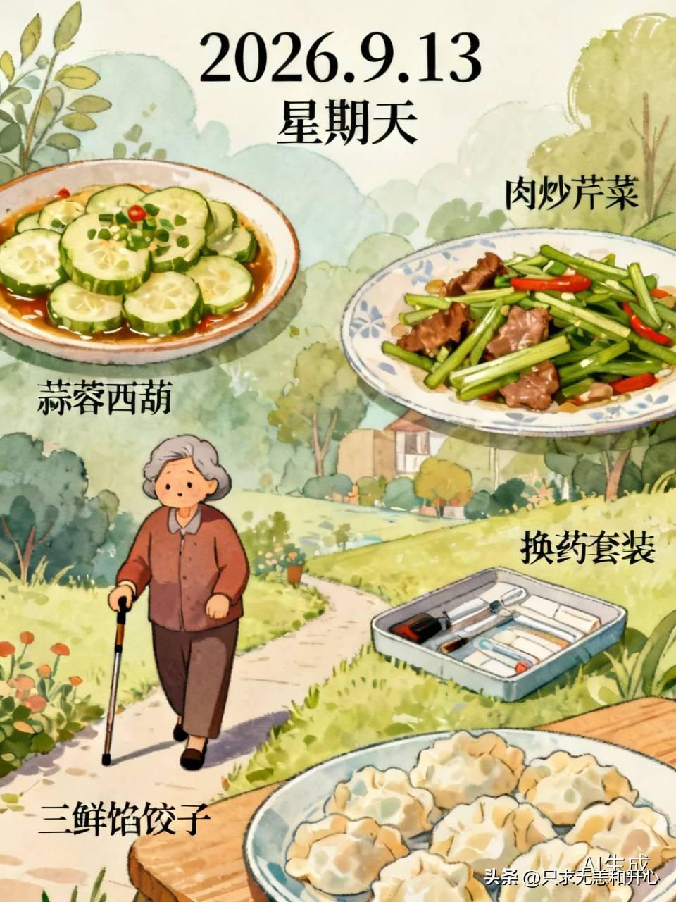 2026.9.13  星期天
今天中午炒了俩菜，翻车了，剩了很多。
一个蒜蓉西葫