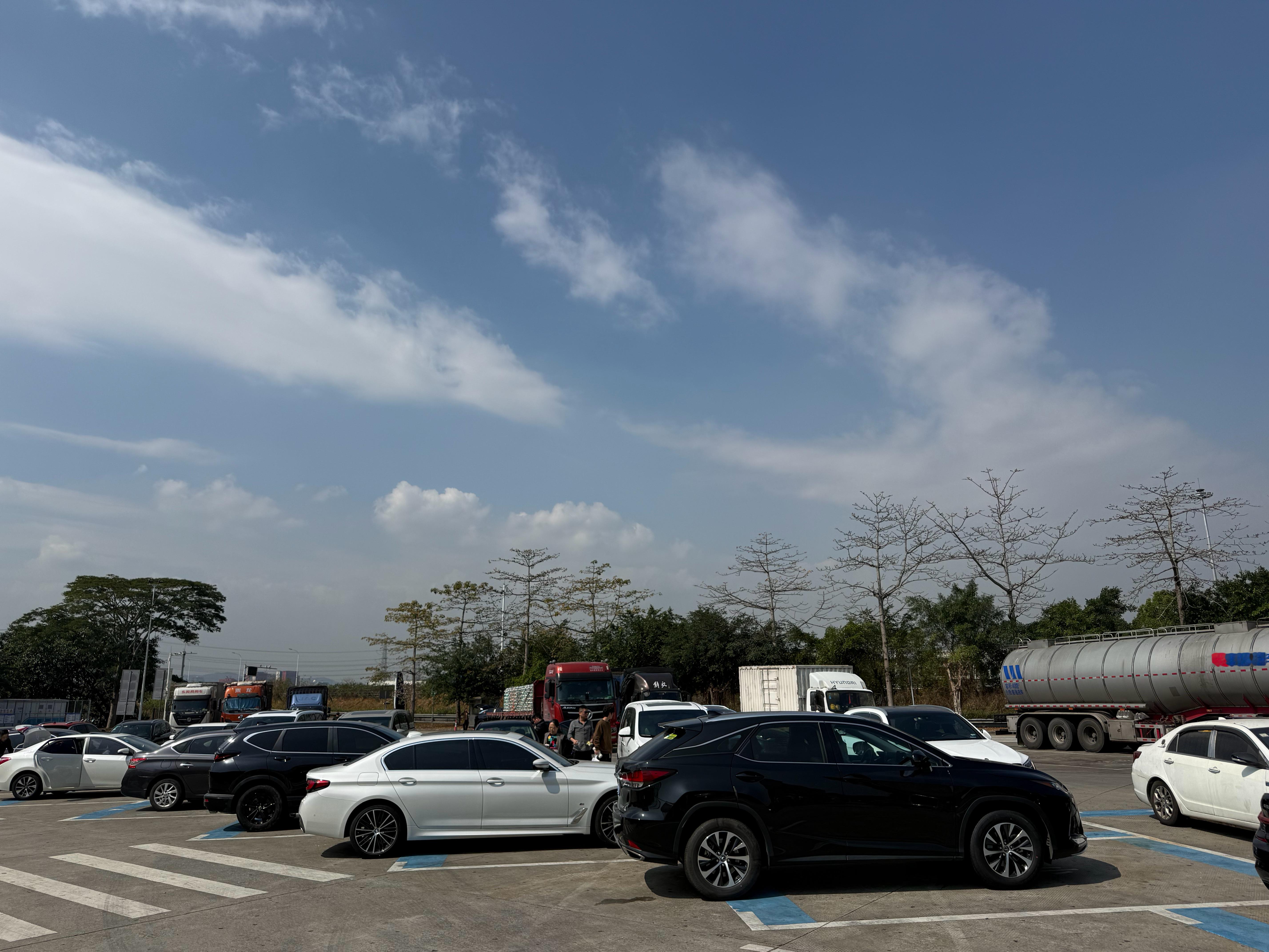 服务区已经人山人海了 