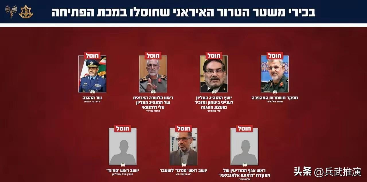 以色列国防军称，伊朗最高军事领导层多人遭袭身亡

美以这次是下死手，直接一锅端了