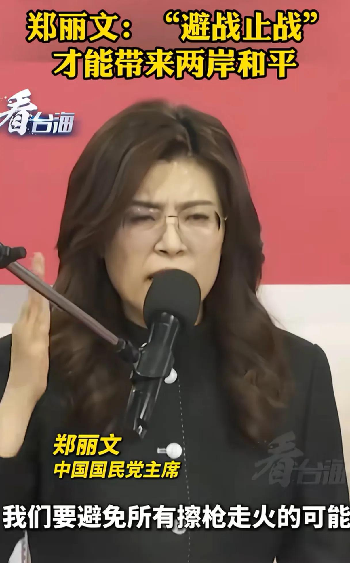 厌倦了郑丽文辩论赛式的讲话。每每如图中激情昂扬的演讲:我们要和平，要避战止战。避
