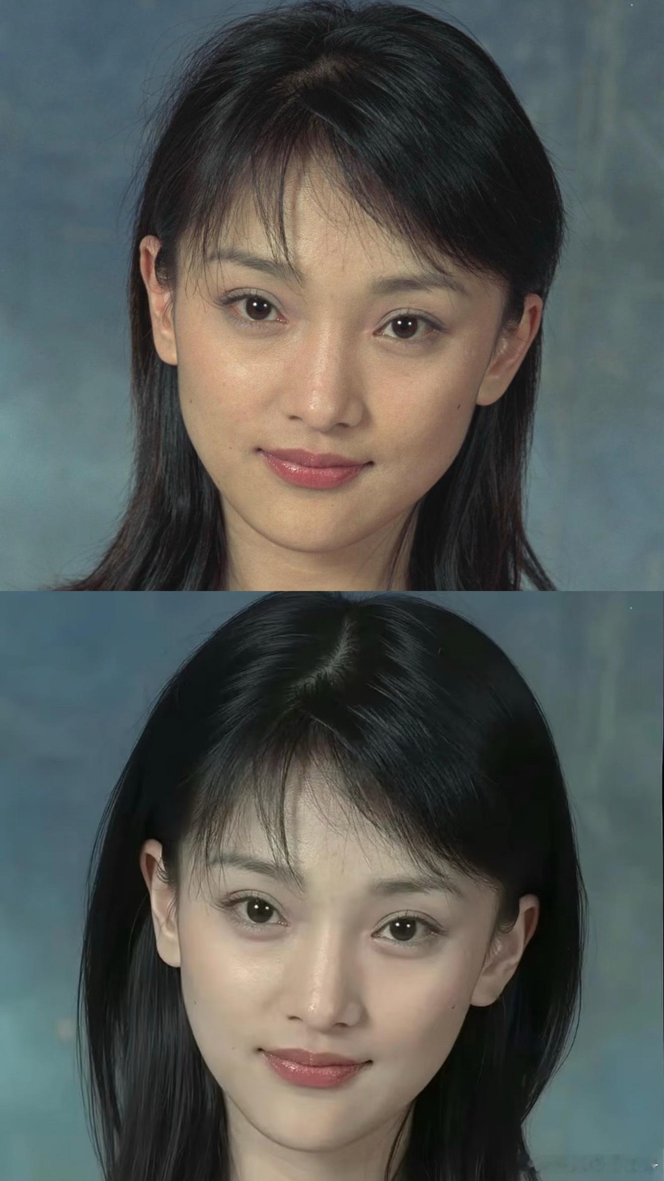 Ai把周迅搞成完美标准的美女，反而没有那种感觉了。高颅顶、白皮肤和瓜子脸显得人很