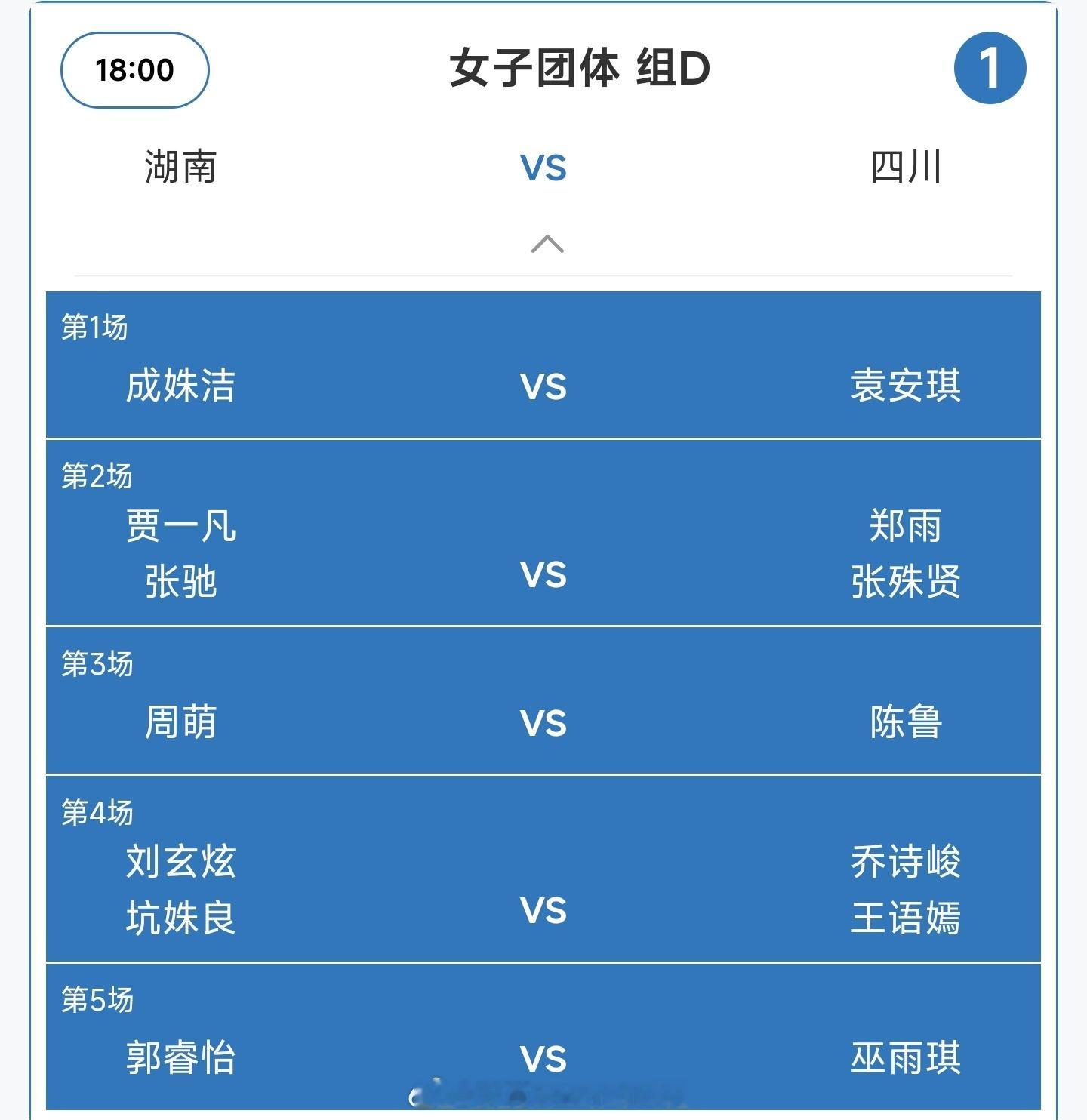 哇哦！今晚可以看到凡贤隔网相对[哇][哇][哇]成年组女团D组湖南 VS 四川1