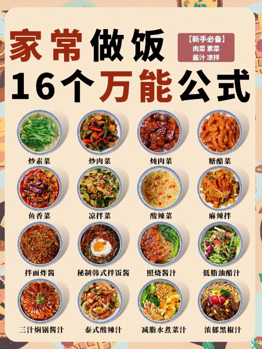 新手必藏！16个家常做饭万能公式🥘