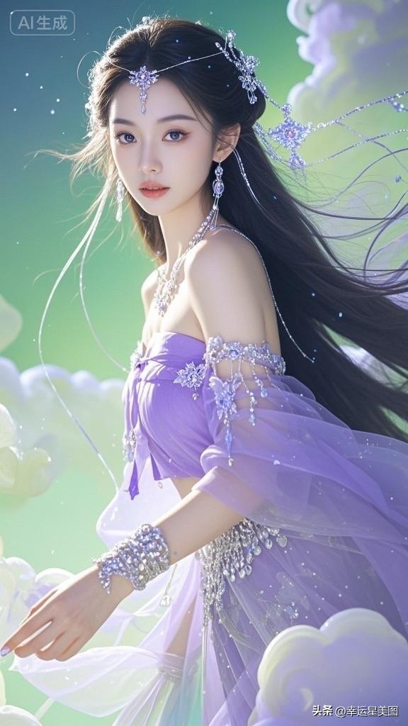 梦幻紫色公主裙，仙气飘飘，宛如童话中的公主。