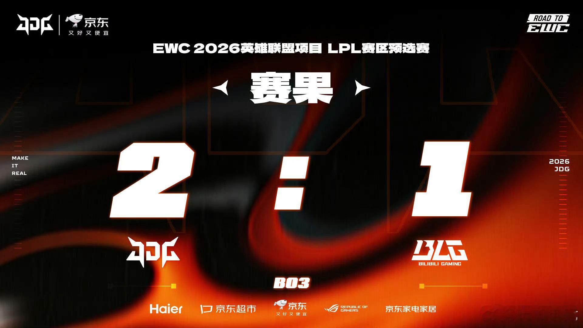 【赛事战报 | EWC2026英雄联盟预选赛】JDG vs BLG 2:1vip