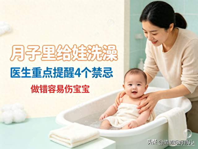 月子里给娃洗澡，医生重点提醒4个禁忌，做错容易伤宝宝
