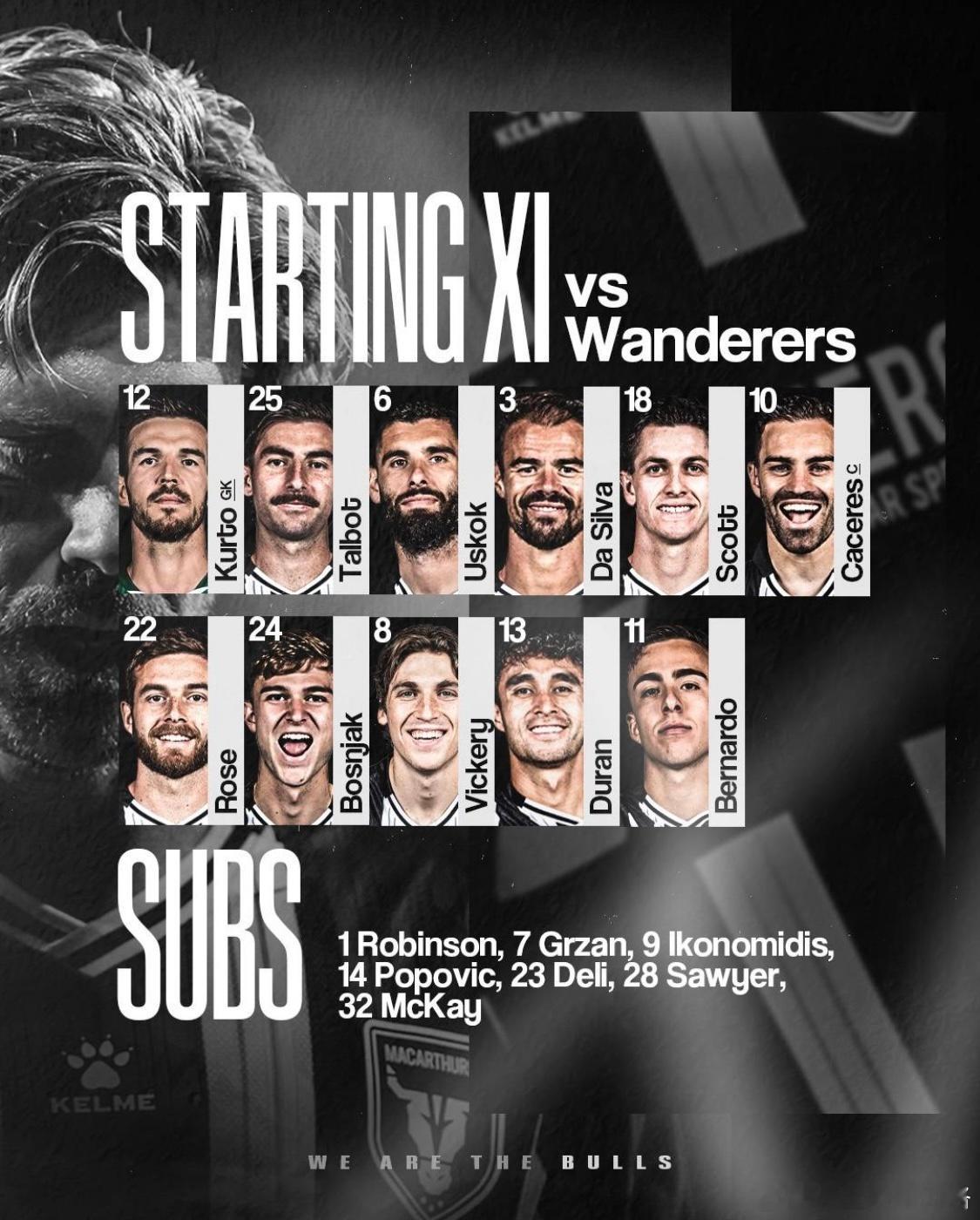 西悉尼流浪者vs 麦克阿瑟首发：博雷洛PK杜兰，索耶替补北京时间2026年1月1