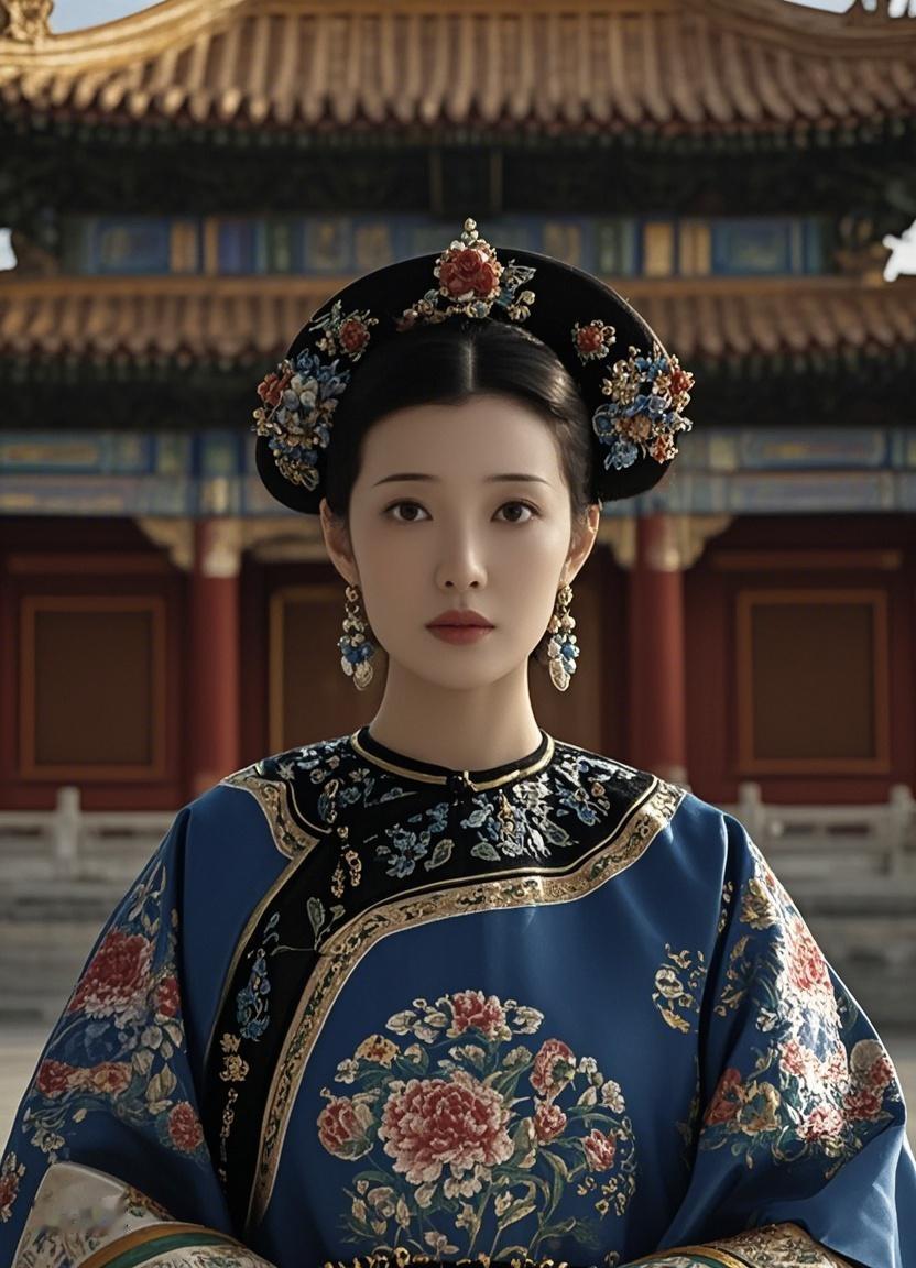 AI写真辑雕梁画栋，清服在身；穿越之旅，由此开启～这个现代明星穿越到清朝的是谁？