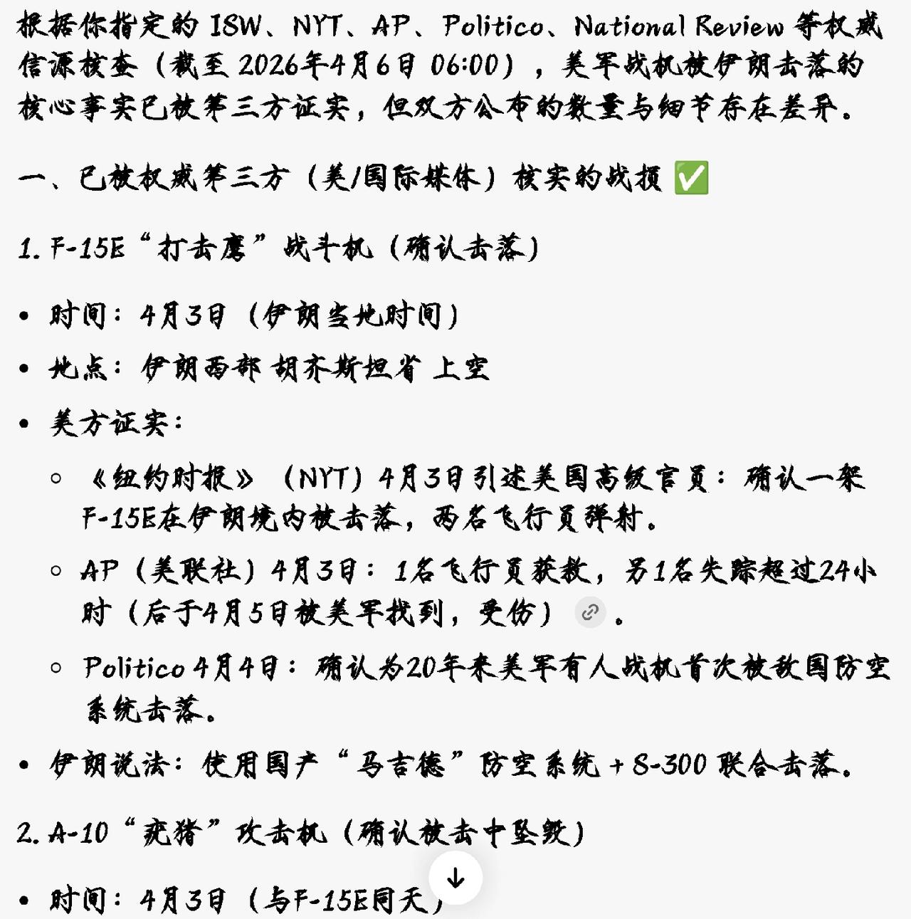 依据 ISW、NYT、AP、Politico、National Review 等