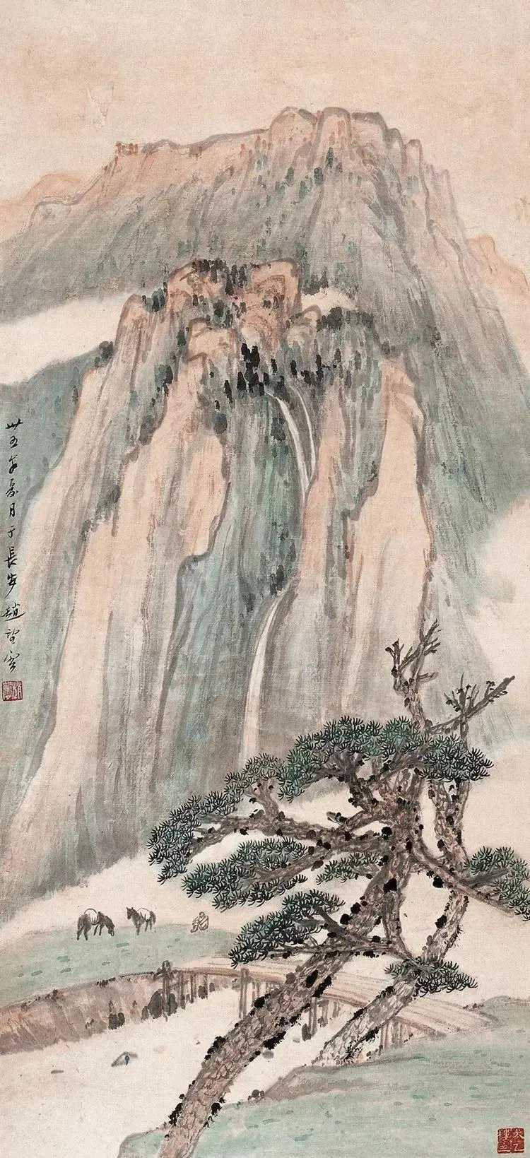 “长安画派”的创始人赵望云国画作品。赵望云是我国现代杰出的艺术大家、20世纪中国
