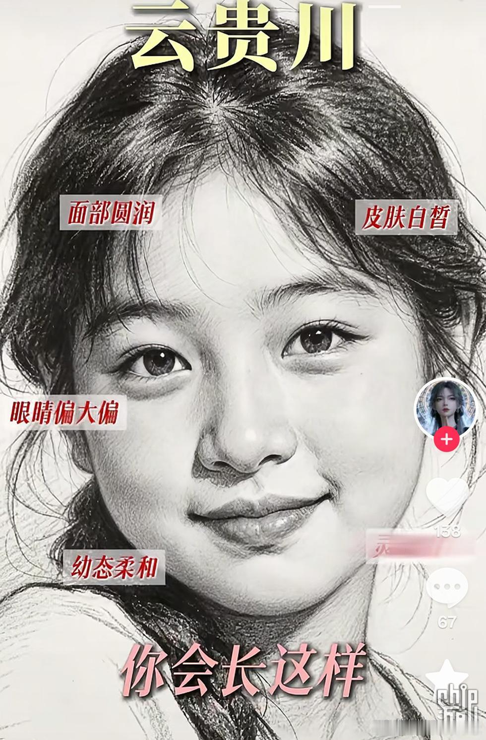 一方水土养一方人，真的被这些素描地域长相戳到了。
云贵川的软萌幼态、江浙沪的温润