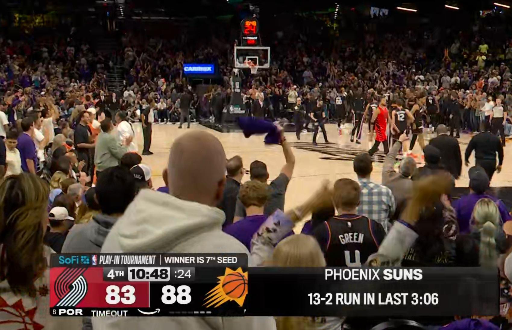 太阳13比2高潮反超5分，但直觉告诉我，这比赛要打到最后。 