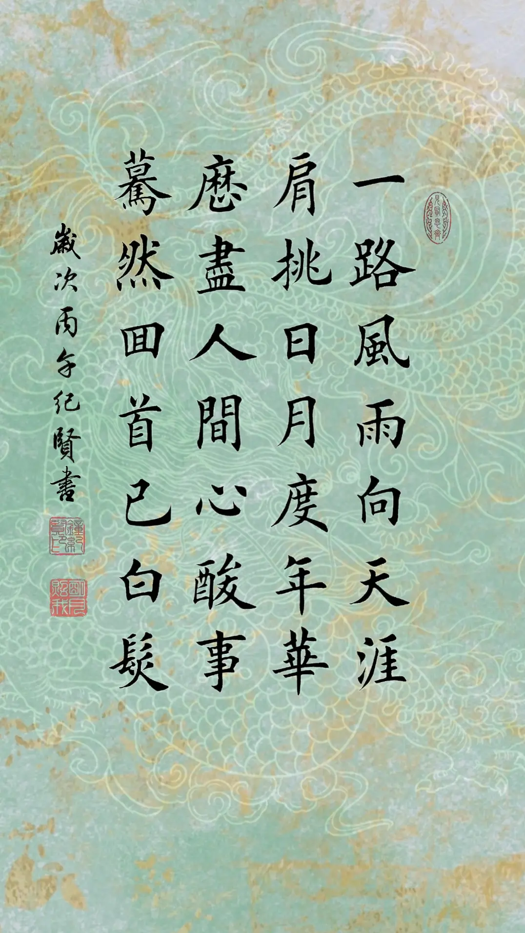 一路风雨向天涯、肩挑日月度年华，历尽人间心酸事，蓦然回首已白发!