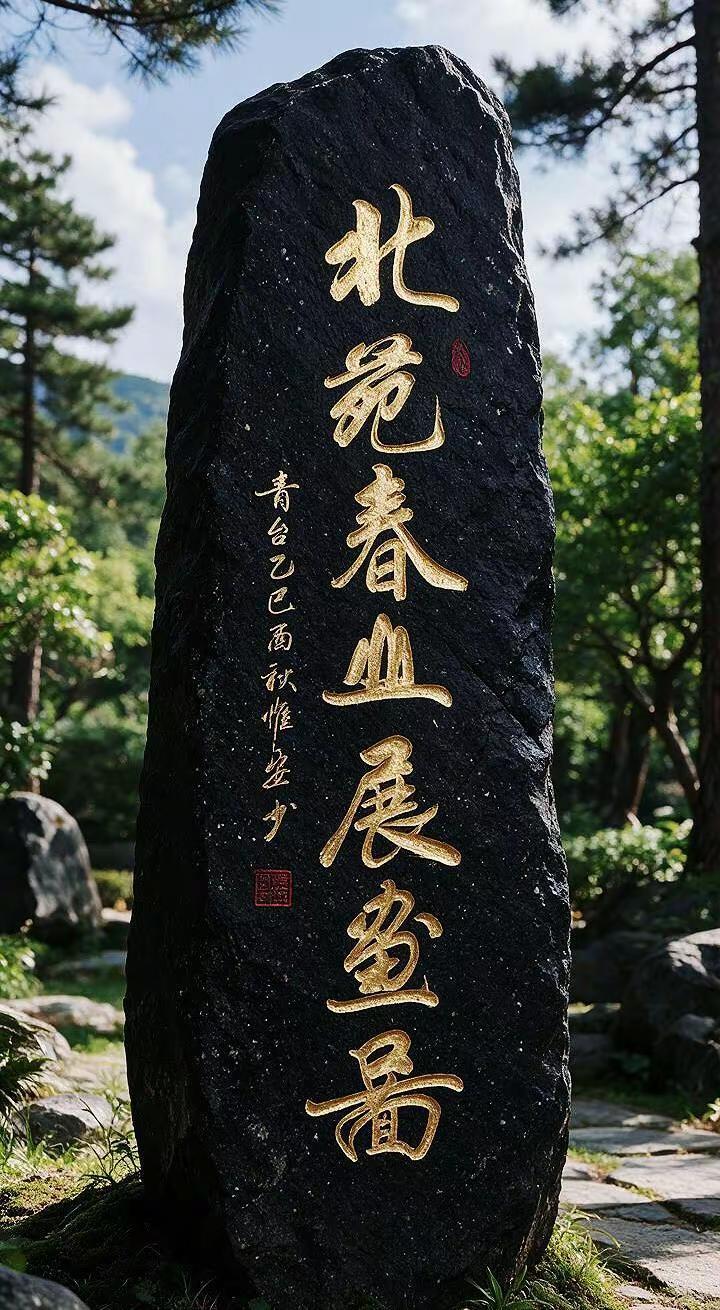 园林景石刻字 传承书艺文化 笔墨凝书香 书法专业