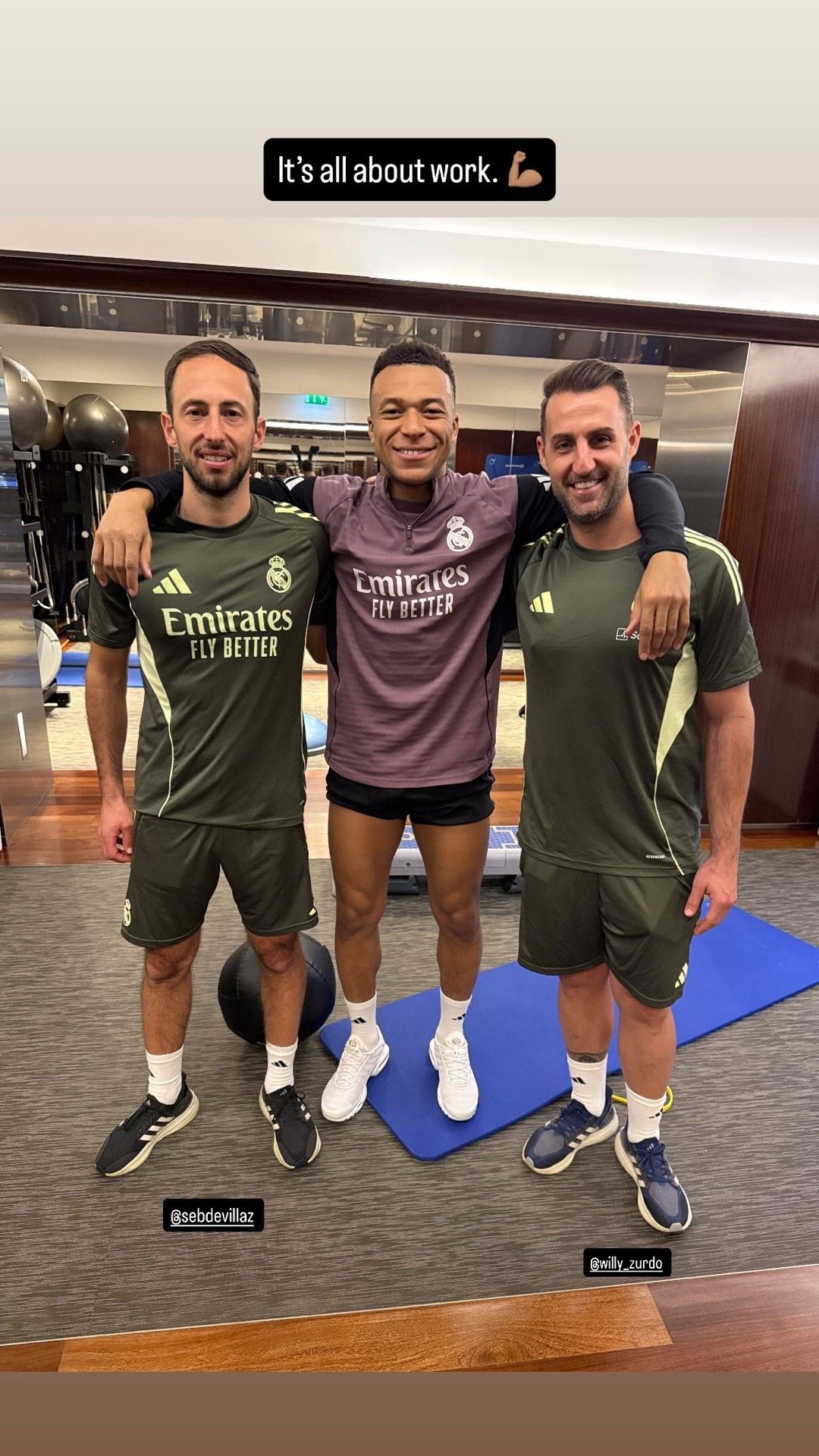 姆巴佩  IG STORY更新：It's all about work!!💪?