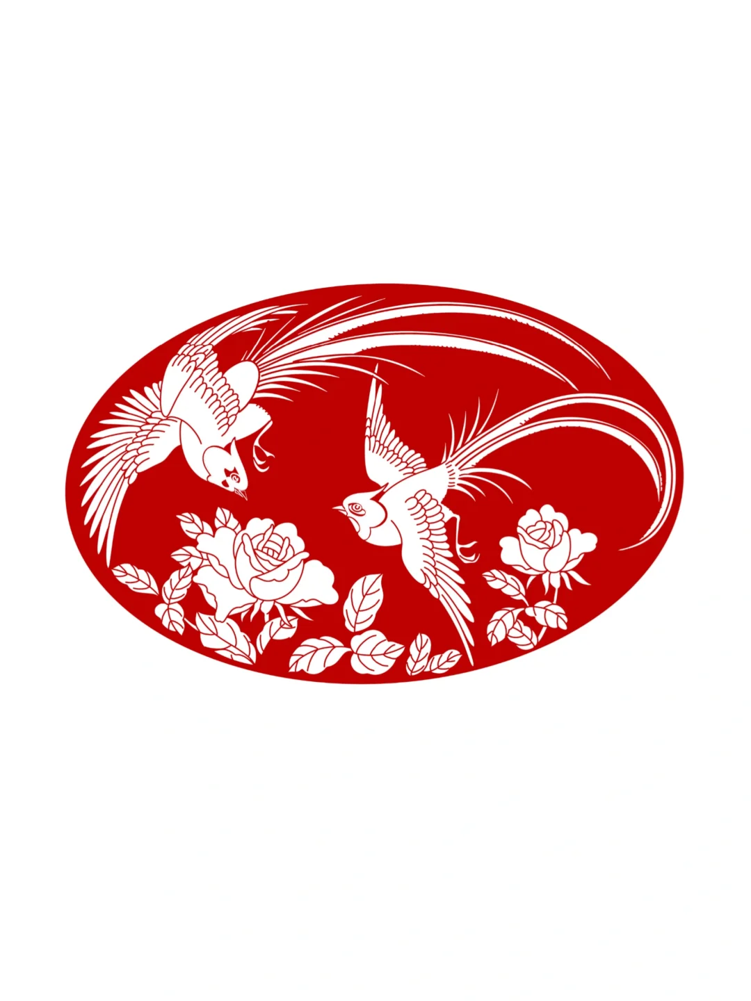 传统图案月季绶带鸟