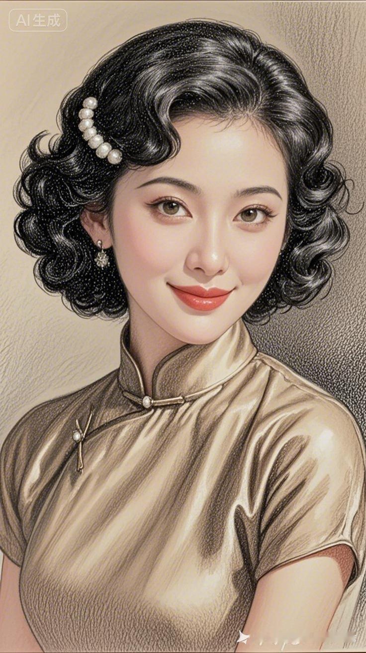 复古风华，优雅动人，珍珠与旗袍的完美结合。
