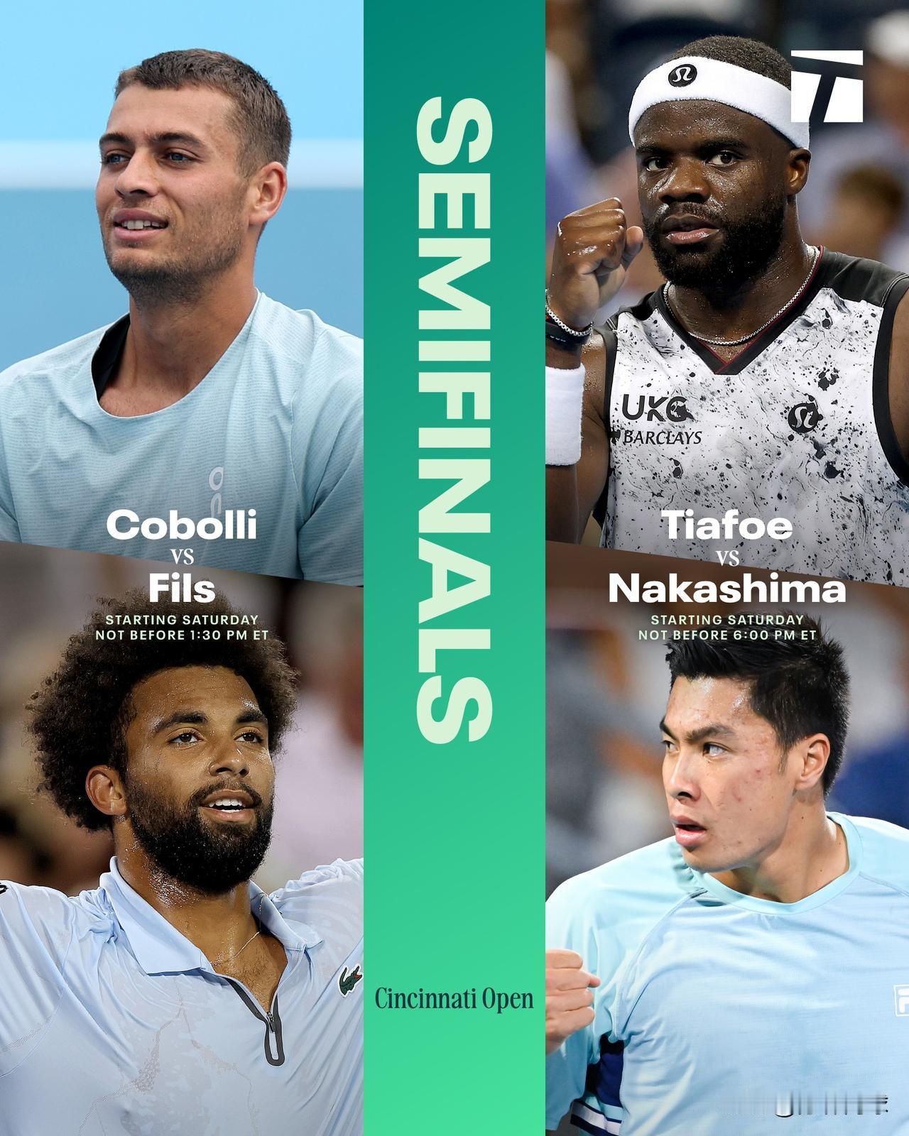 ATP1000辛辛那提大师赛半决赛
01:30,🇮🇹科博利vs菲斯🇫🇷（