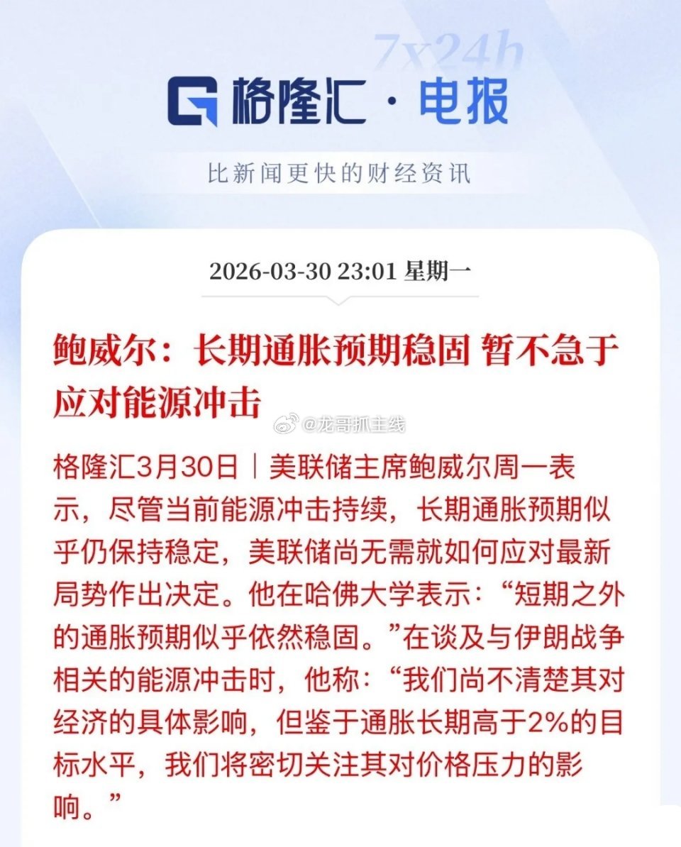 刚刚鲍威尔最新讲话！美股全线拉升，纳指上涨，现货黄金涨幅2%，鲍威尔表示长期通胀