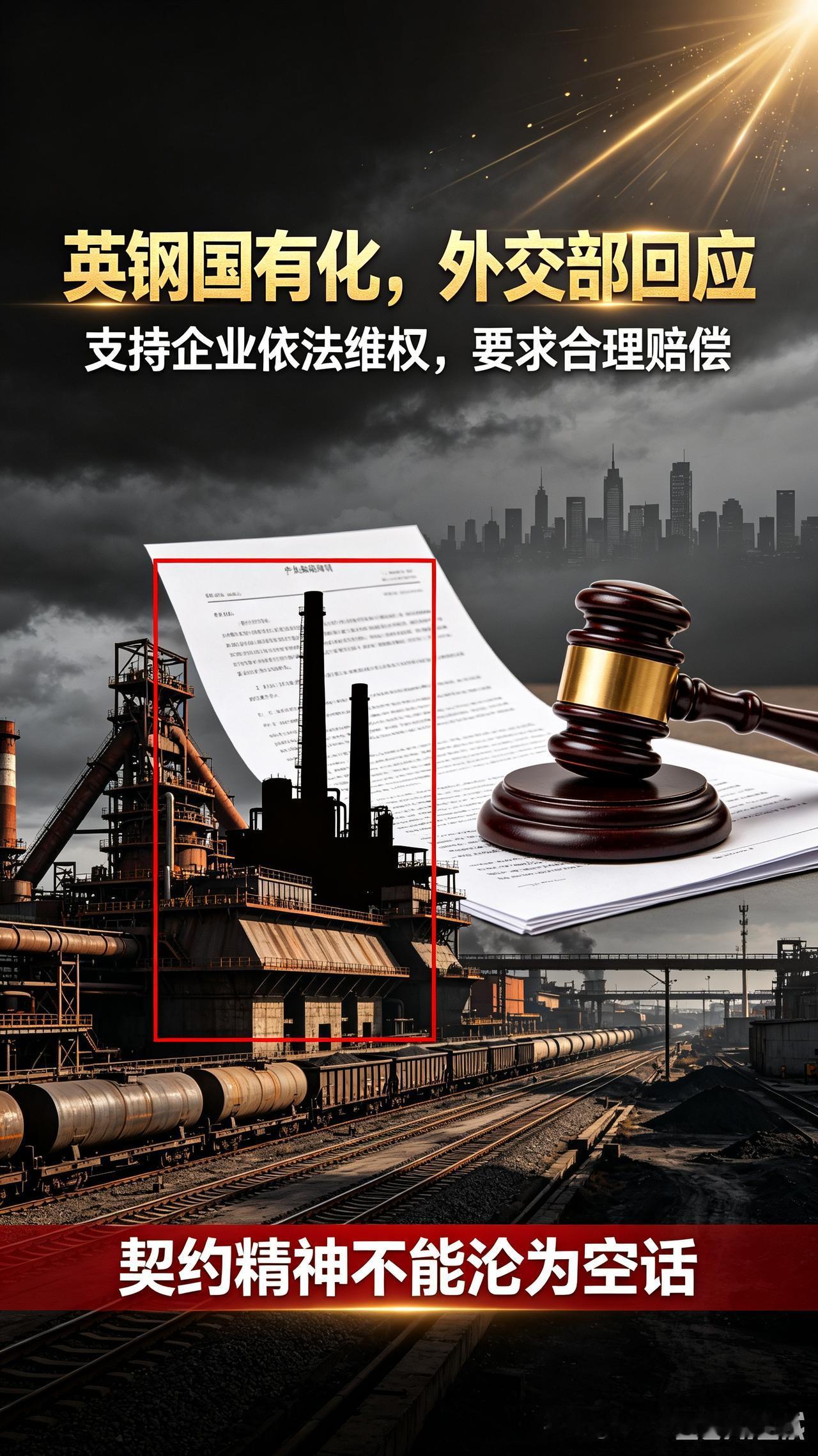 外交部正式回应英国强行将英钢国有化一事，态度十分明确。
当年敬业集团接手濒临破产