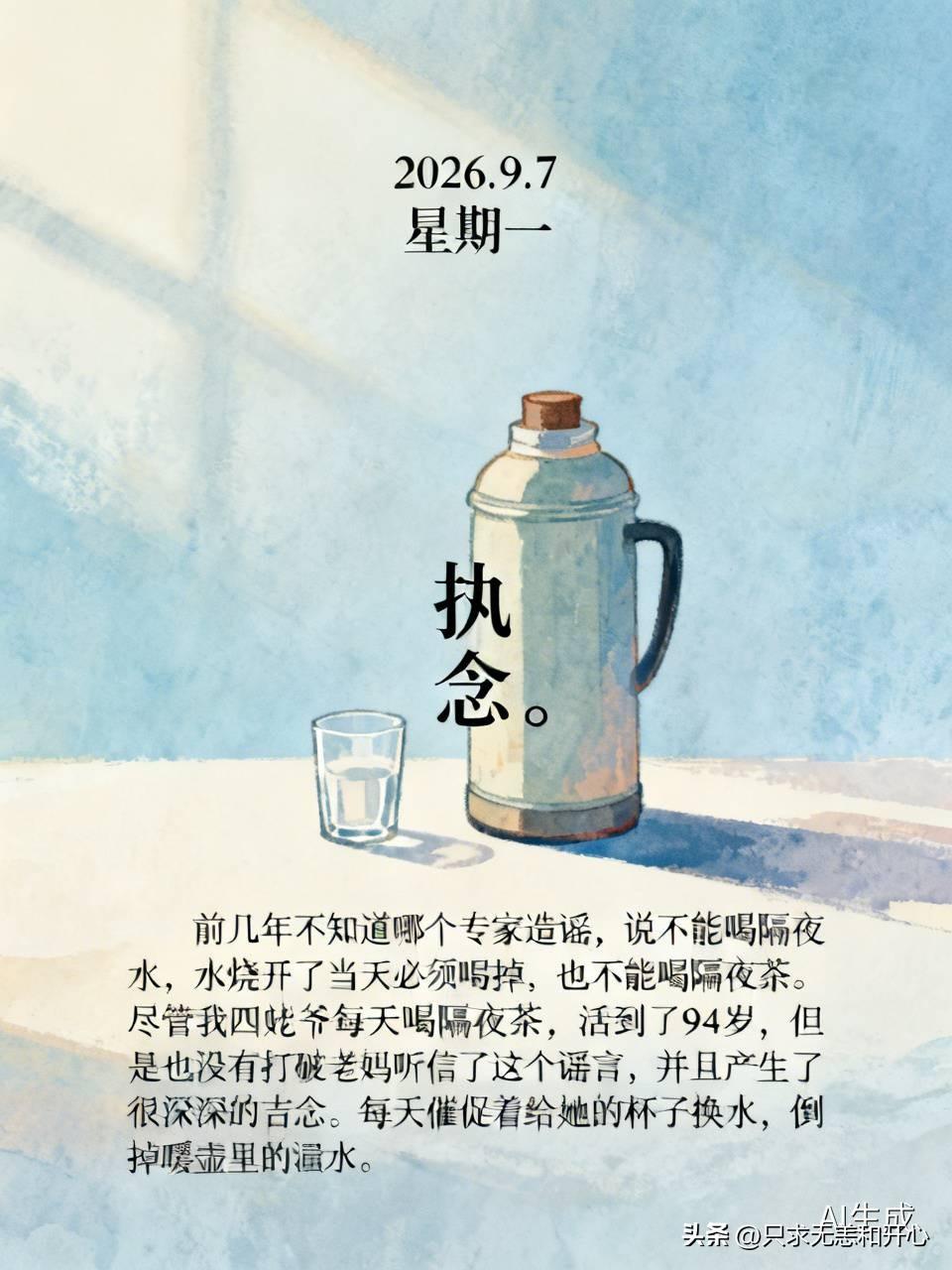 2026.9.7 星期一
（4：15吃了一片优甲乐。）
执念。
前几年不知道哪个