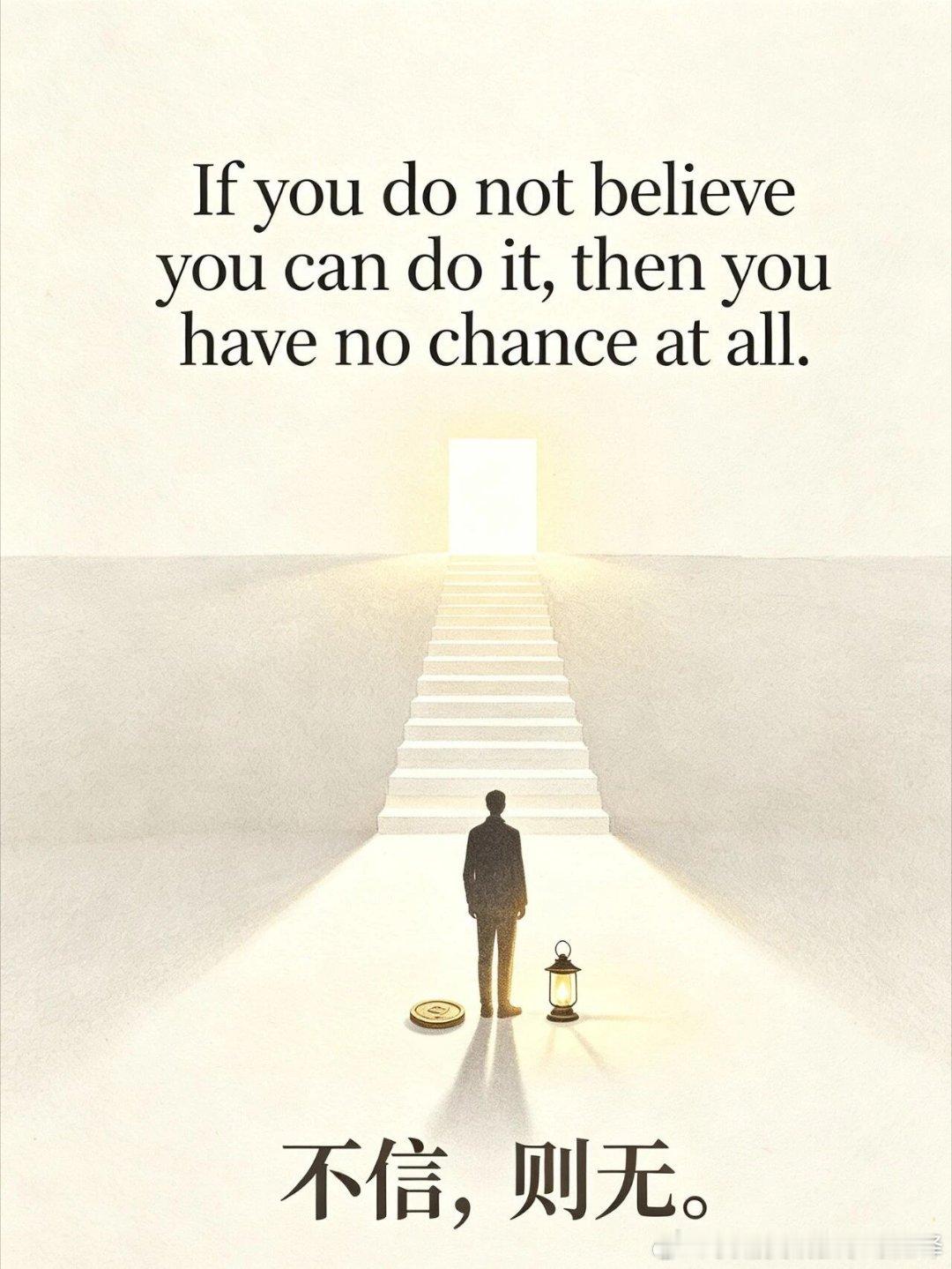 不信自己，便无胜算。If you do not believe you can 