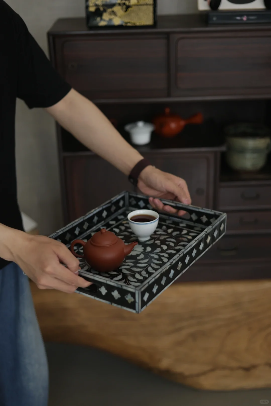 【YOUJIAN】大块满工螺钿漆器，全新老物