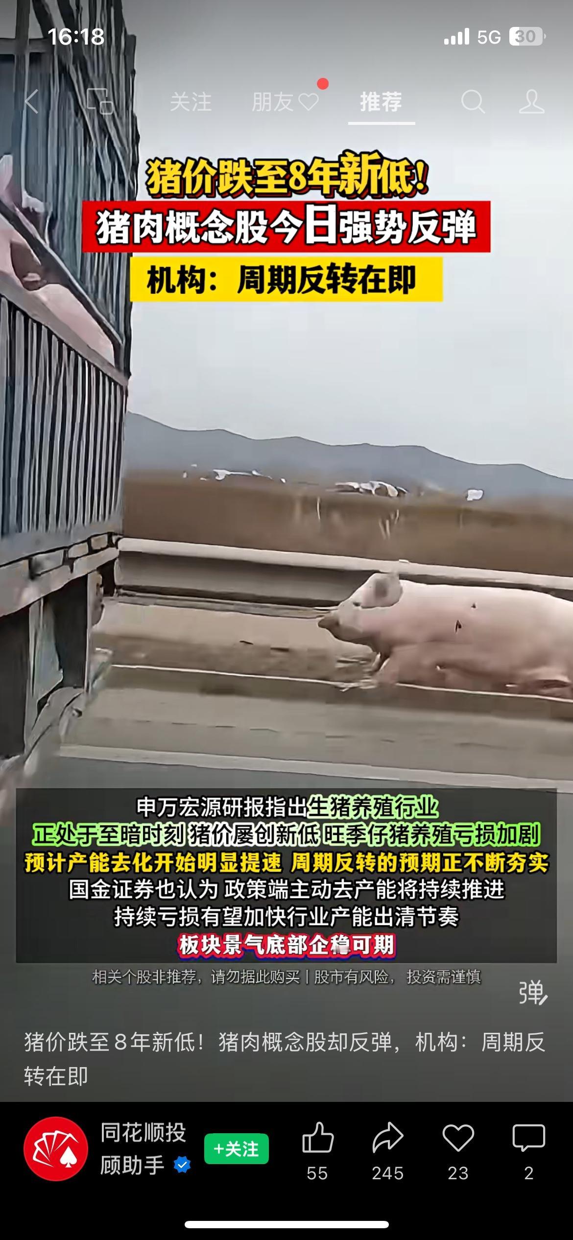 猪价跌到8年新低！猪肉股却集体涨停，周期反转要来了？
猪价已经跌到8年新低，养殖