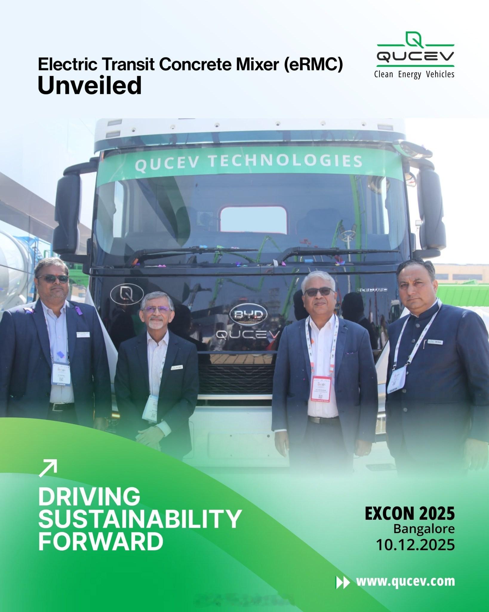 Powered By BYD印度首款纯电混凝土搅拌车发布12月10日，印度Quc