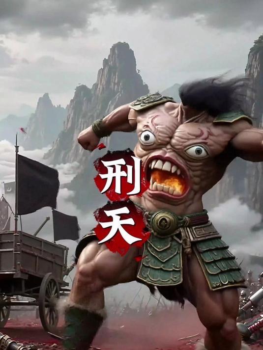 《山海经》里的刑天，是刻在华夏血脉里的不屈战神。他与帝争神落败被斩去头颅，葬于常
