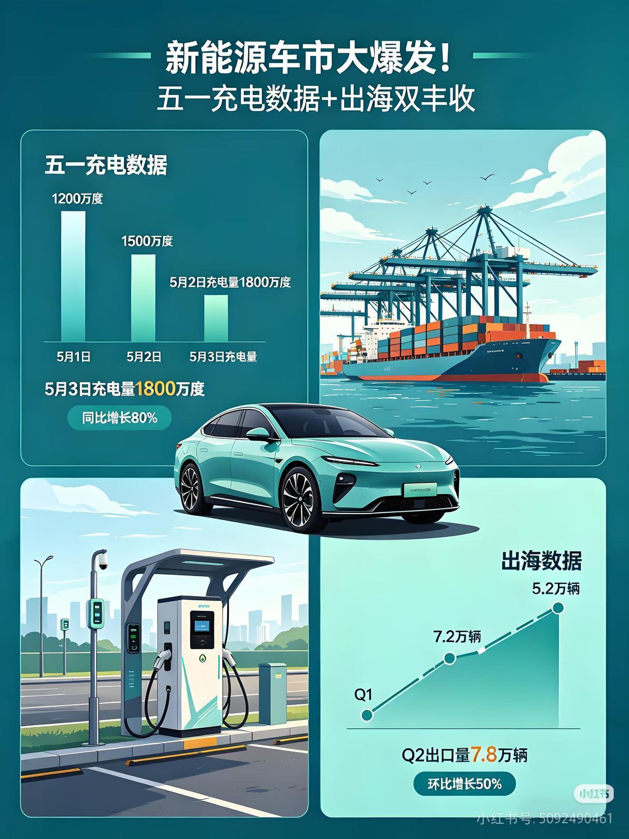 新能源车彻底杀疯！五一数据+出海双双爆量🔥
 
整个五一假期，新能源车的真实爆