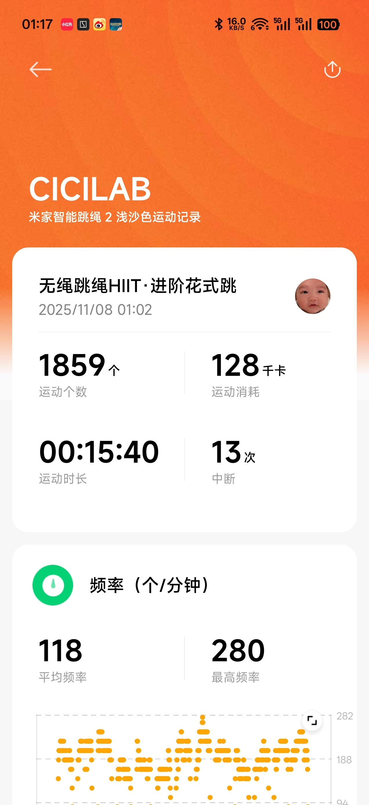 跳绳 第十三天，上强度出点汗[老师好] ​​​